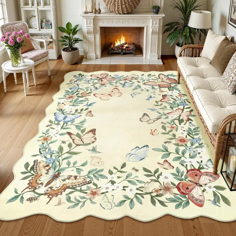

Irregular Living Room Carpet Simple Butterfly Pattern Bedroom Bedside Rug Foldable Machine Washable Coffee Table Mat Kовер Tapis