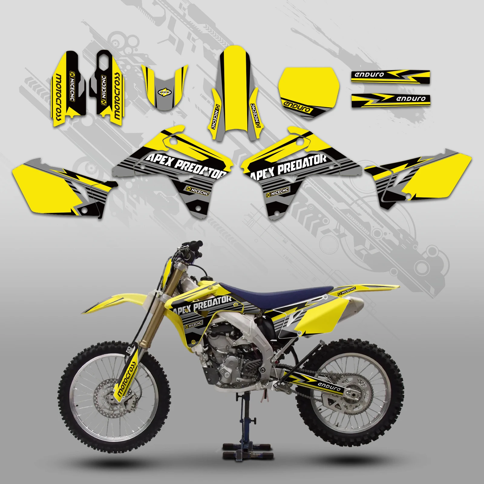 

NICECNC For SUZUKI RMZ 450 RM-Z 450 2007 Motocross Fairing Graphics Background Decals Sticker Kit Customize
