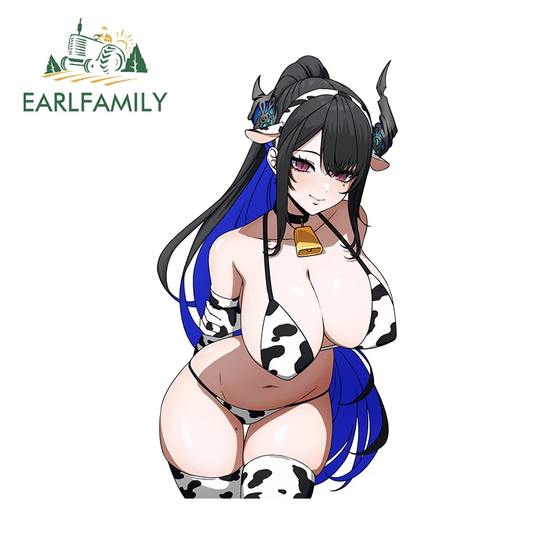 

EARLFAMILY 13cm x 7.1cm Nerissa Ravencroft Hololive Car Stickers Cow Bikini Boobs NSFW Breasts Decal JDM Waterproof Decor