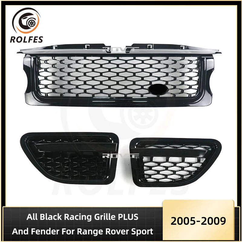 

ROLFES All Black ABS Front Bumper Racing Grille Flow Vent Fenders For Range Rover Sport 2005-2009 L320 Car Styling Accessories