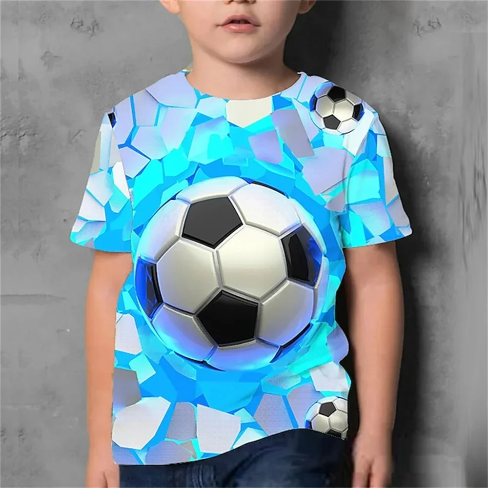 Nova camisa respirável t crianças topo futebol esportes de fitness impressão 3d engraçado tshirts crianças meninos meninas o pescoço camisetas roupas do bebê