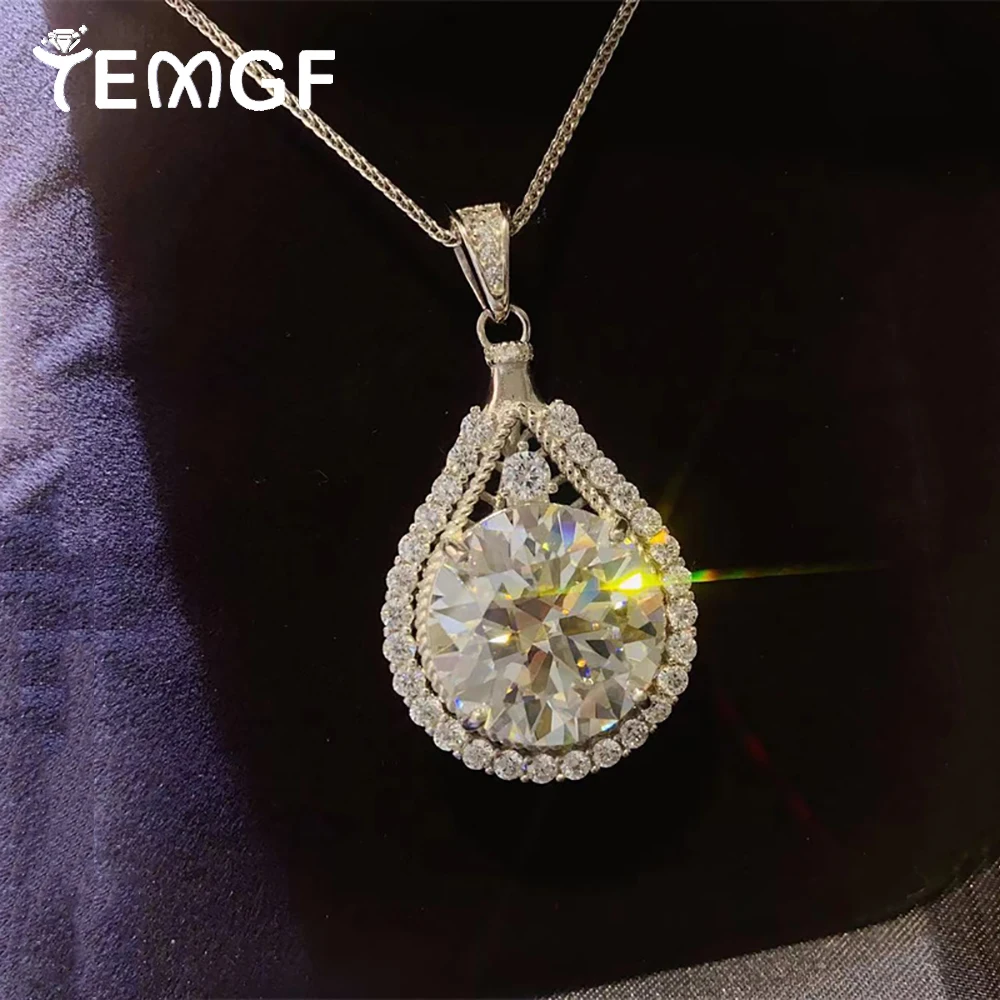

TEMGF Luxury 1-20CT Moissanite Pendant Necklace 925 Silver Box Chain for Women Anniversary Wedding Banquet Jewelry Certifiable