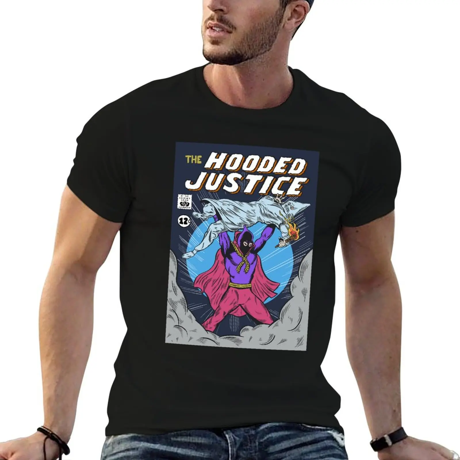 Hooded Justice Comics T-Shirt Large Size Casual Short Sleeve Top