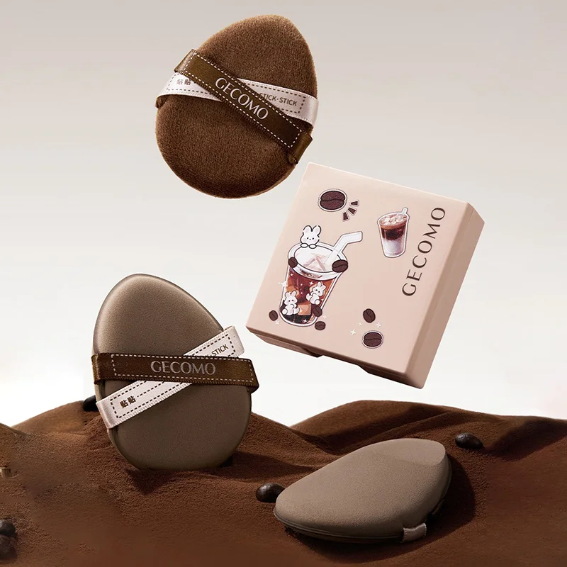 GECOMO Iced Americano Duo Star Powder Puff Set — Dual-Use (Dry & Wet), Ultra-Soft and Skin-Friendly, Ideal for Flawless Applicat