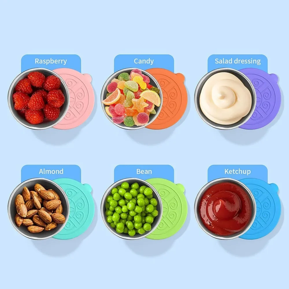12 Stück Lebensmittelbehälter aus Edelstahl 304 mit auslaufsicheren Deckeln – spülmaschinenfeste Salatdressingbecher für die Zubereitung von Mahlzeiten, Bento und Picknick – Detail 6