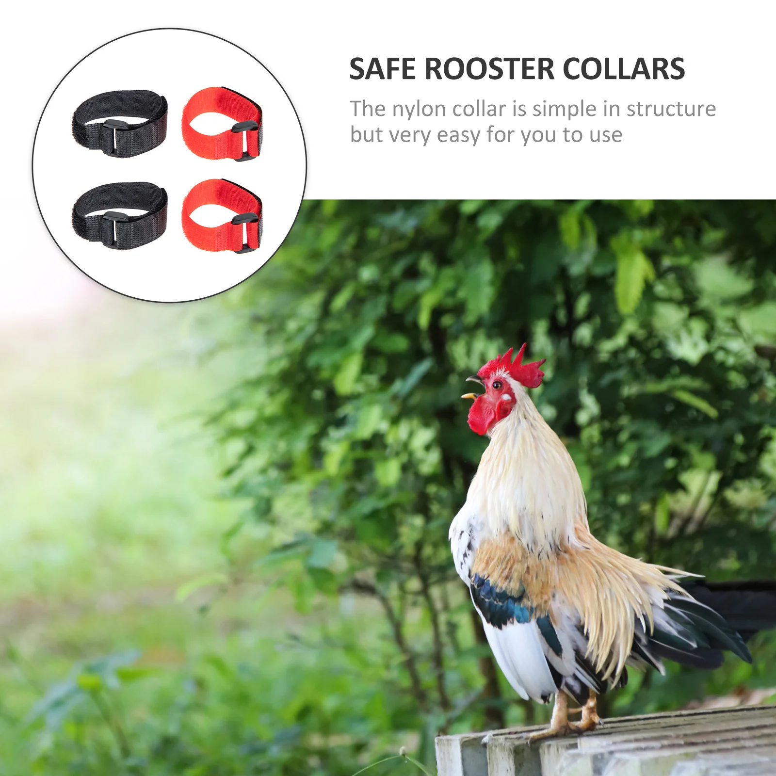 

4Pcs Nylon Anti Noise Rooster Collar Adjustable Safe Neck Belt Poultry Crowing Proof Noise Free Collar Safe Rooster Collars