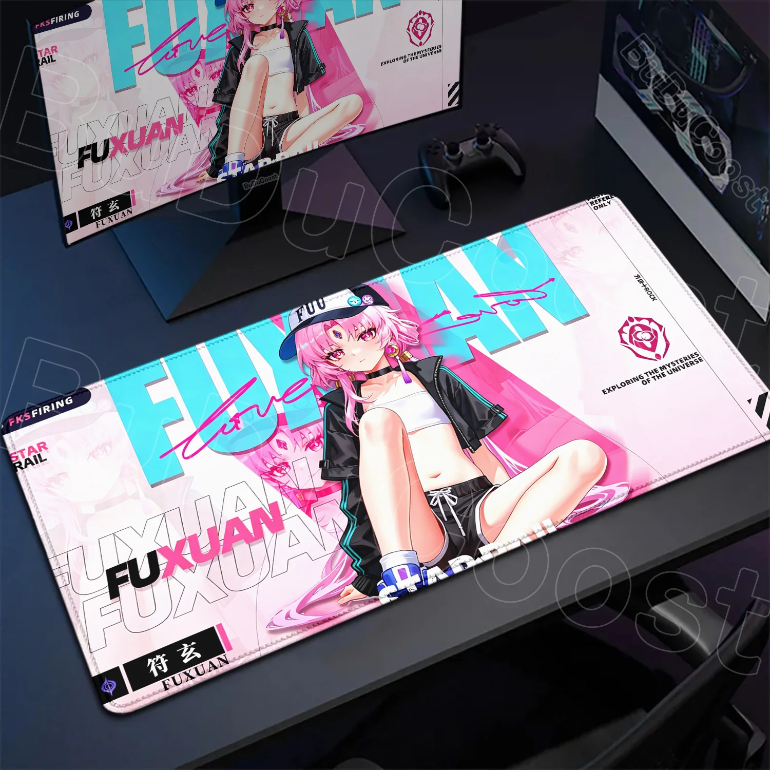 

Pink Anime Girl Keyboard Mat Mouse Pad 900x400mm Honkai Star Rail FuXuan Mousepad HD Print Laptop Mats Rubber Gaming Accessories