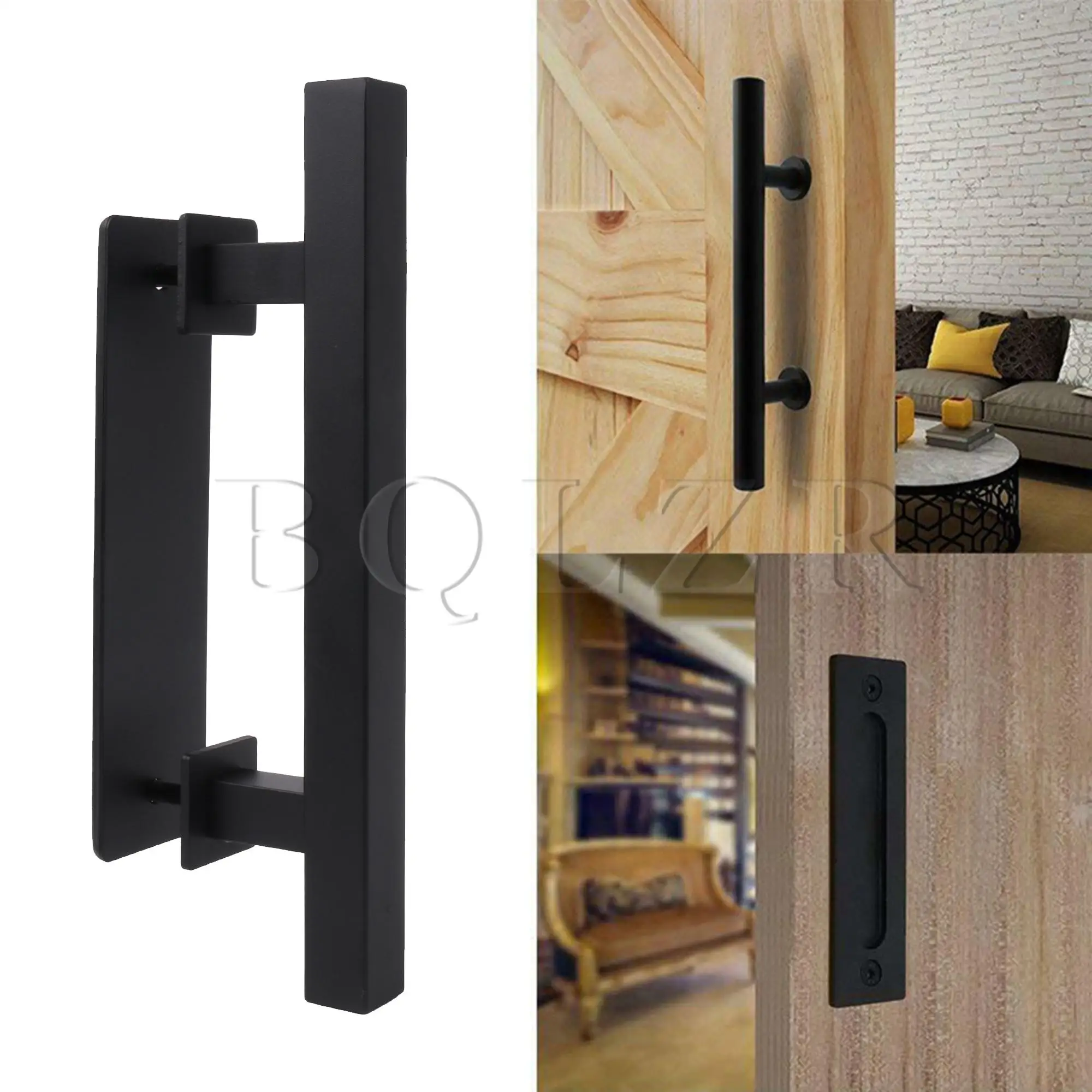 BQLZR Sliding Barn Door Square Handle Pull Kit Black 12