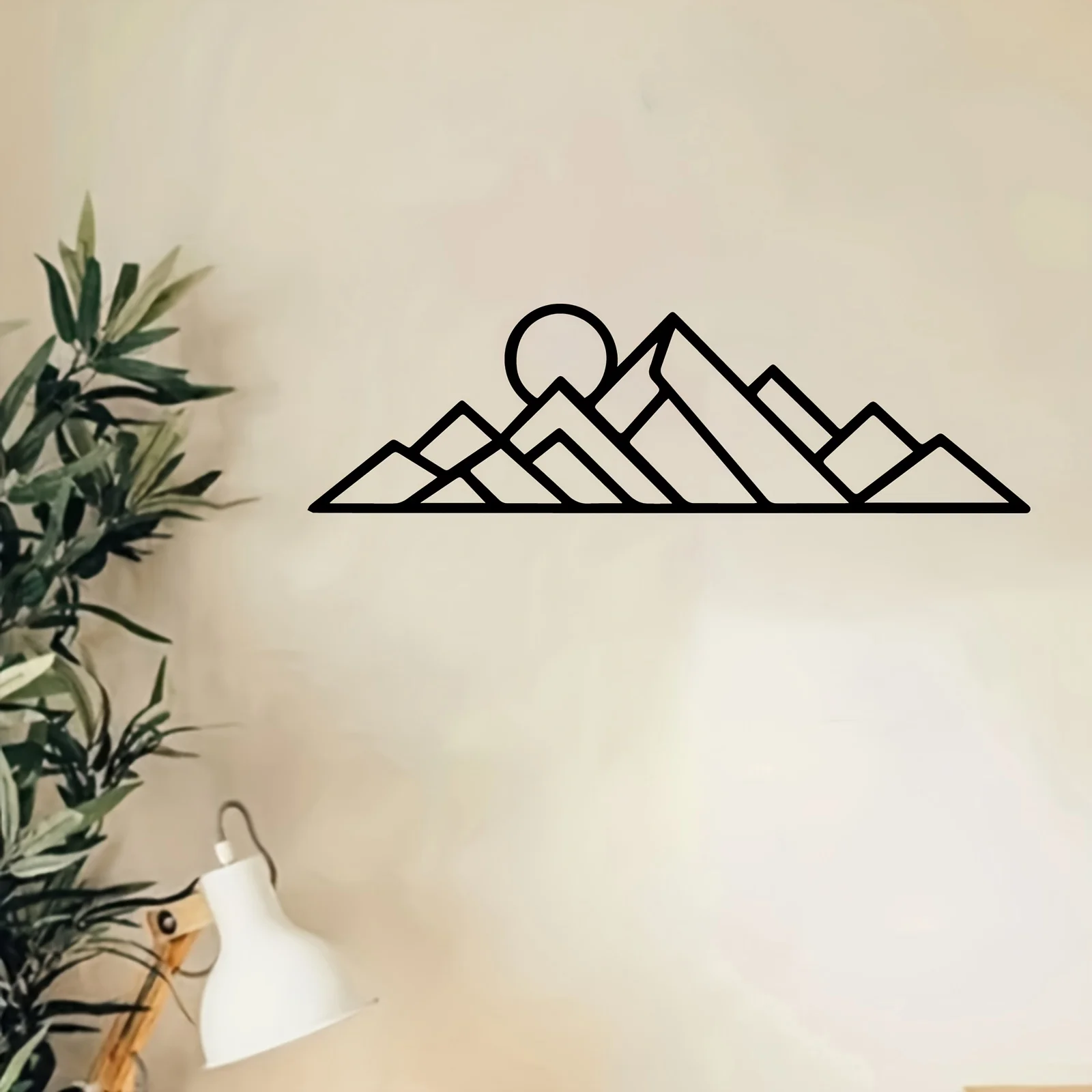 Mountain And Sun Metal Wall Art, 2D Flat Laser Cut Nature Landscape Silhouette Wall Sculpture, Boho Rustic Style