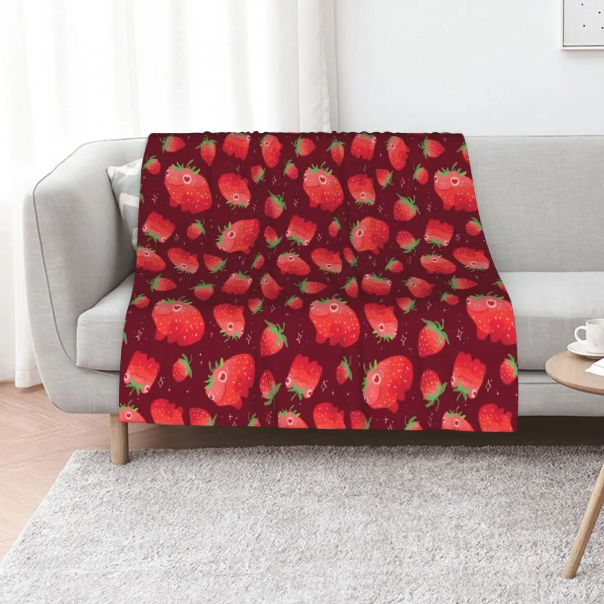 Strawberry frogs repeating pattern Throw Blanket Giant Sofa Designers For Baby Moving Blankets