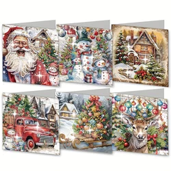 6-piece DIY diamond painting set Christmas theme greeting card, wishes and wishes, unique design, irregular shape diamonds