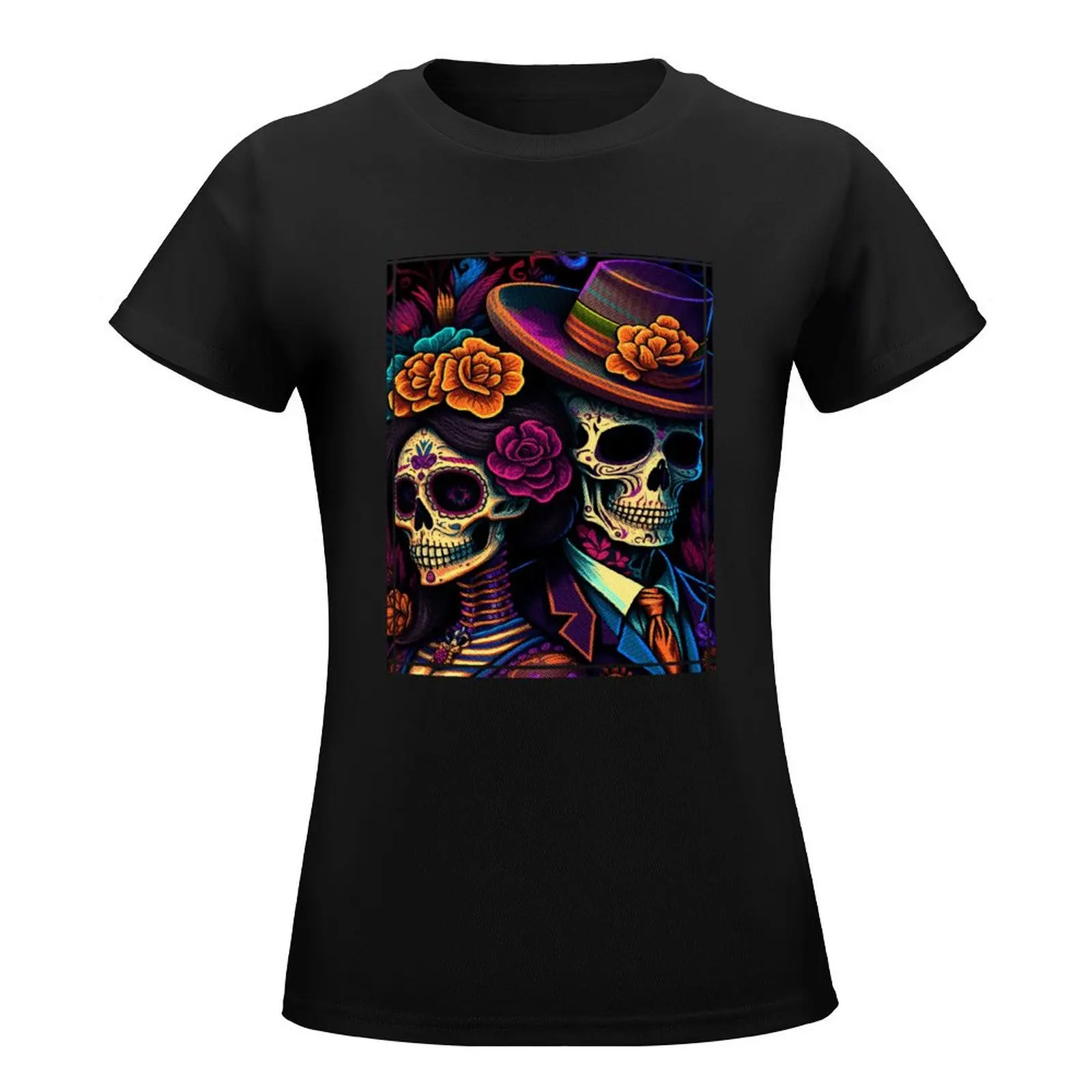 Vintage Couple Dia de Los Muertos, Day of The Dead T-Shirt quick-drying cute clothes Women's summer blouses 2024