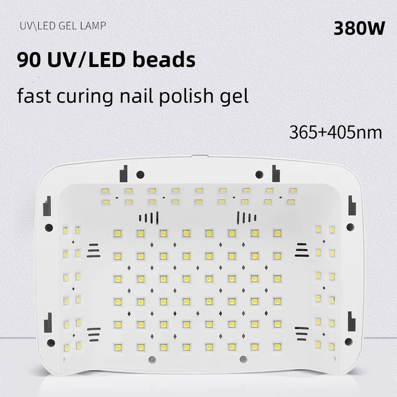 380w profissional secador de unhas 90 leds lâmpada uv para curar todo o gel unha polonês sensor movimento manicure pedicure