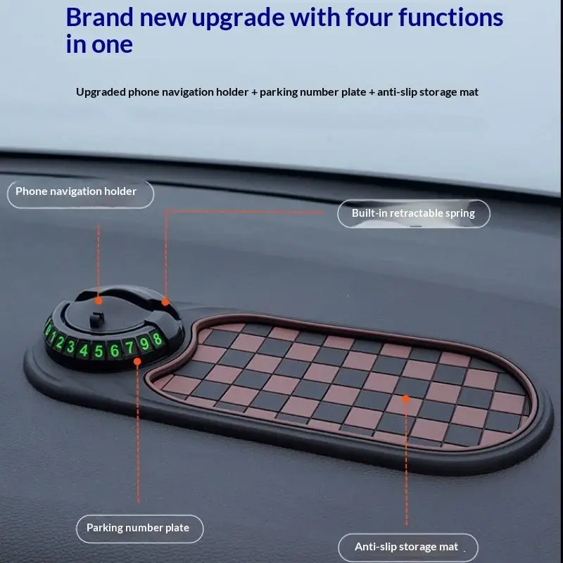 【C】2 In 1 Dashboard Anti Slip Mat With Phone Mount 360-Degree Rotation Car Phone Holder Non-Slip Adhesive Mat For Car