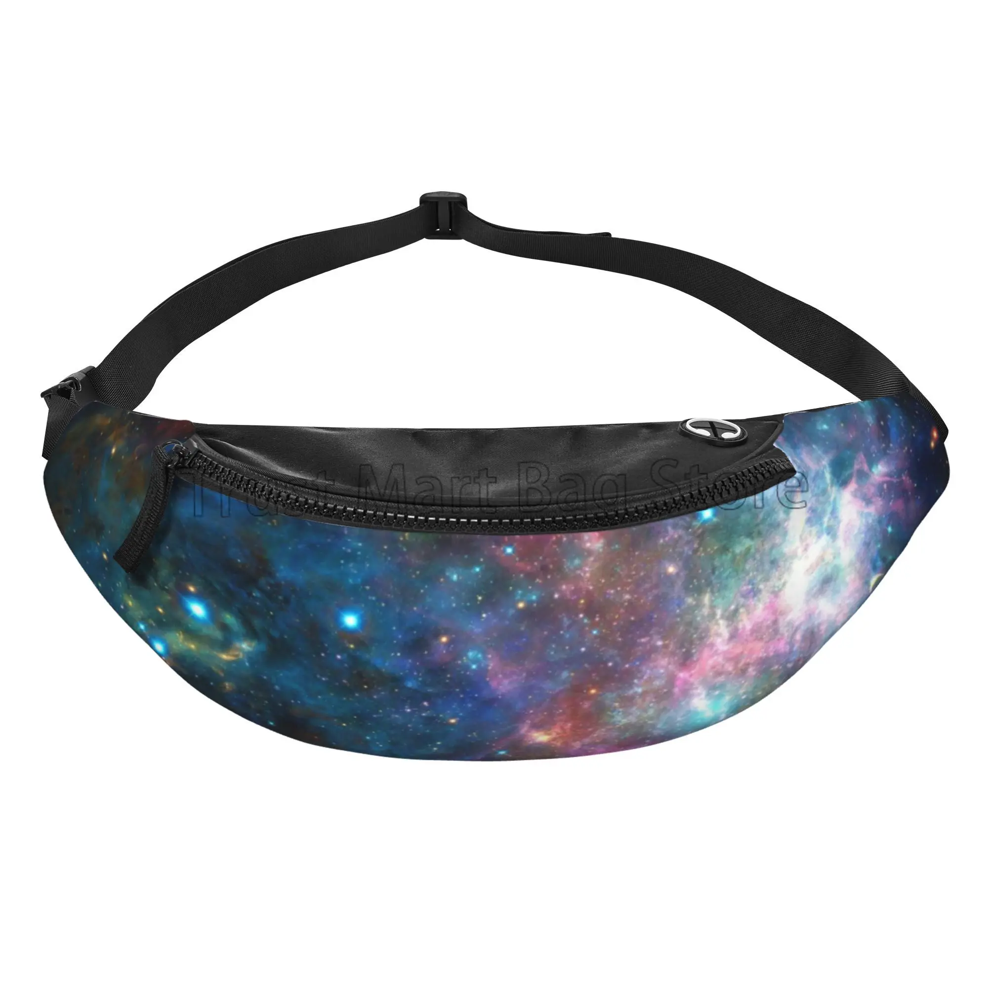 Blue Pink Galaxy and Nebula Casual Fanny Waist Pack for Men Women Adjustable Belt Waist Bag for Traveling Hiking Cycling Running