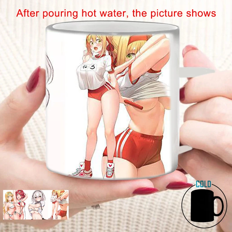 Discoloration Coffee Mug Anime Creative Color Changing Mug 4 Sexy Beauties BSKT-137 Drinkware Thermosensitive Mugs Coffee Cups