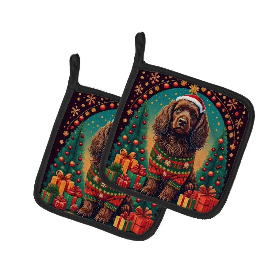 

Boykin Spaniel, рождественская пара подставок для кастрюль, кухонные термостойкие подставки для кастрюль, наборы подставок для духовки для приготовления пищи, выпечки, барбекю 7 1 2