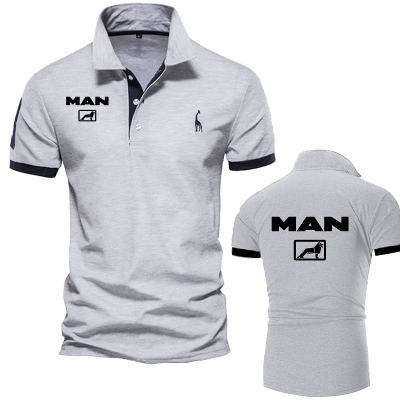 MAN Truck printing 2024 Men's Polo Shirts New Sports Quick Dry Breathable cotton Polos Shirts Business Casual Shorts Sleeve