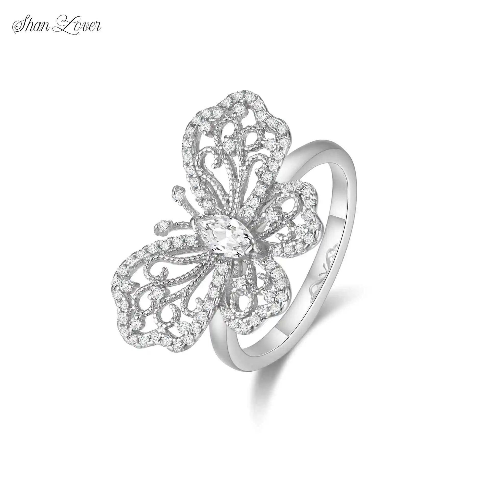

Shanlover Brand New Certificated Products High Quality End 925 Silver Butterfly Ring For Women Fashion Jewelry Accessory ring