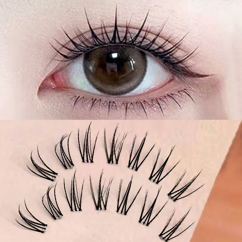 No Need Glue Fluffy False Eyelashes Self-adhesive Reusable Clear Band Segmented Cluster DIY Manga Lashes Extension Korean Makeup