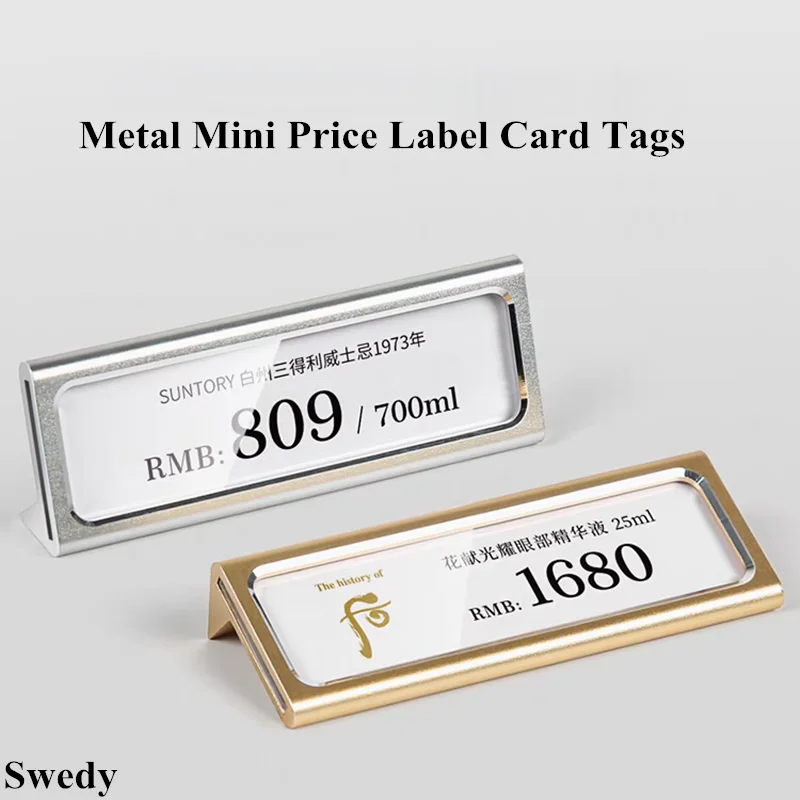 59x17mm Small Jewelry Watch Sign Name Card Holder Display Stand Metal Mini Price Label Paper Tags