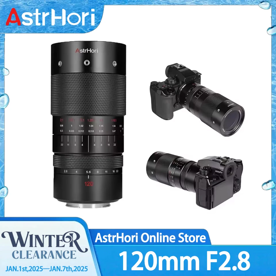 AstrHori 120mm F2.8 Micro 2X Ultra Micro Lens Full Frame Manual Focus for Portraits Garage Kits Jewelry Insects Camera Lens