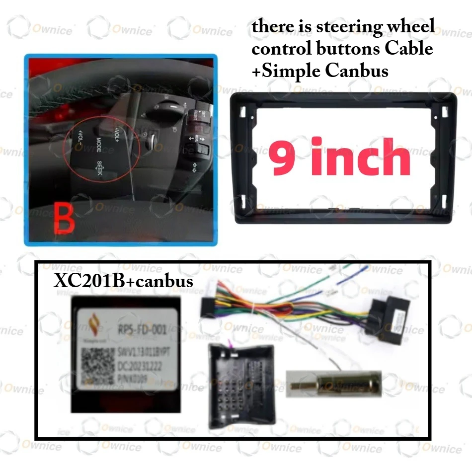 Ownice 9 Car Radio Fascias for Ford C-Max S-Max Connect Fiesta Fusion Galaxy Kuga Mondeo Transit 2005 - 13 Connect Focus Harness