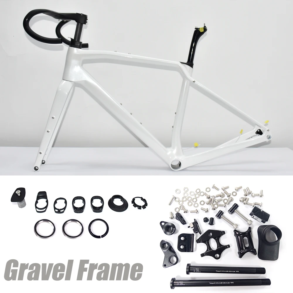 Kameleon Kleur Carbon Racefiets Frame, Volledig Verborgen Kabel, Grind Fietsframe, Schijfrem, 700 * 47c, Cyclocross Frameset