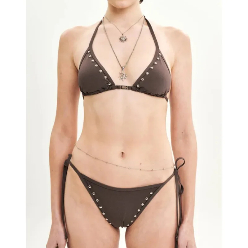 

Korean Version Swimsuit Women Sexy Beach Back Trendy Personality Three-dimensional Decoration Simple Fashionable Split Bikini