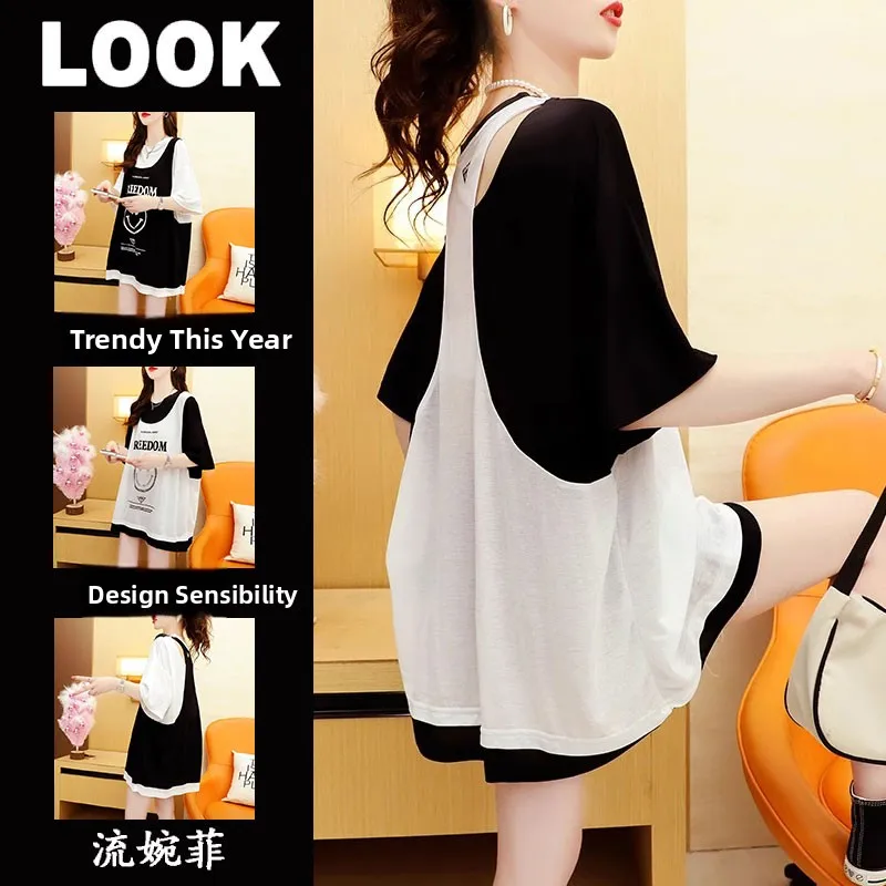 

Loose Short Sleeve Backless Women's T-shirt Korean Style Summer New Fashion Design Half Sleeve Top Trendy Cotton round Neck