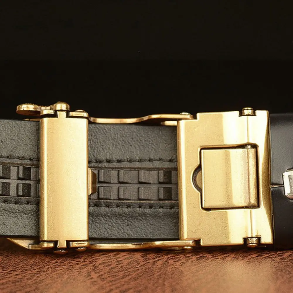 Classic Mens Leather Belt Anchor Automatic Buckle Vintage Carved Waistband Casual Ethnic Style Jeans Accessory