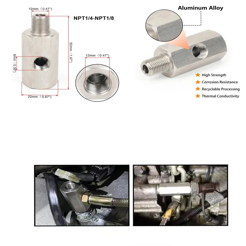 Oil Pressure Sensor Tee 1/8