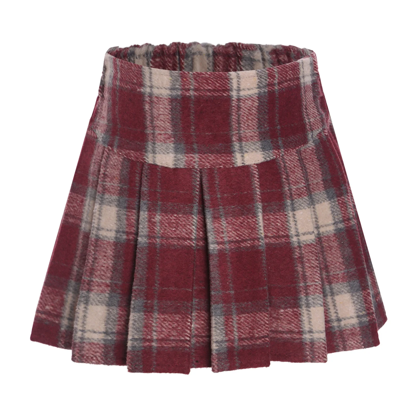 

Kids Girls Tartan Pleated Skirts School Uniform JK High Waist Built-in Shorts A-Line Plaid Miniskirt for Birthday Party Holiday