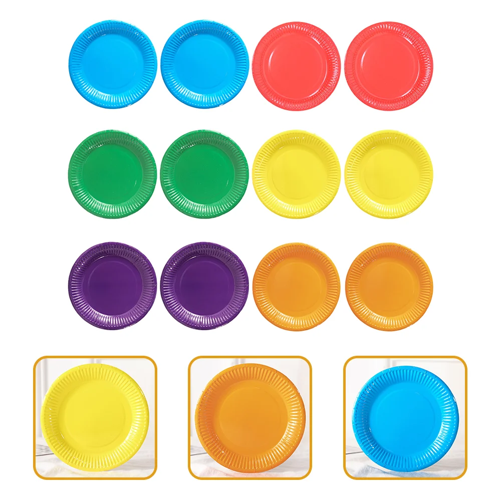 

Colored Paper Plate Party Dinner 7 Inch Birthday Plates Tableware Pot Spoon Holder Clip
