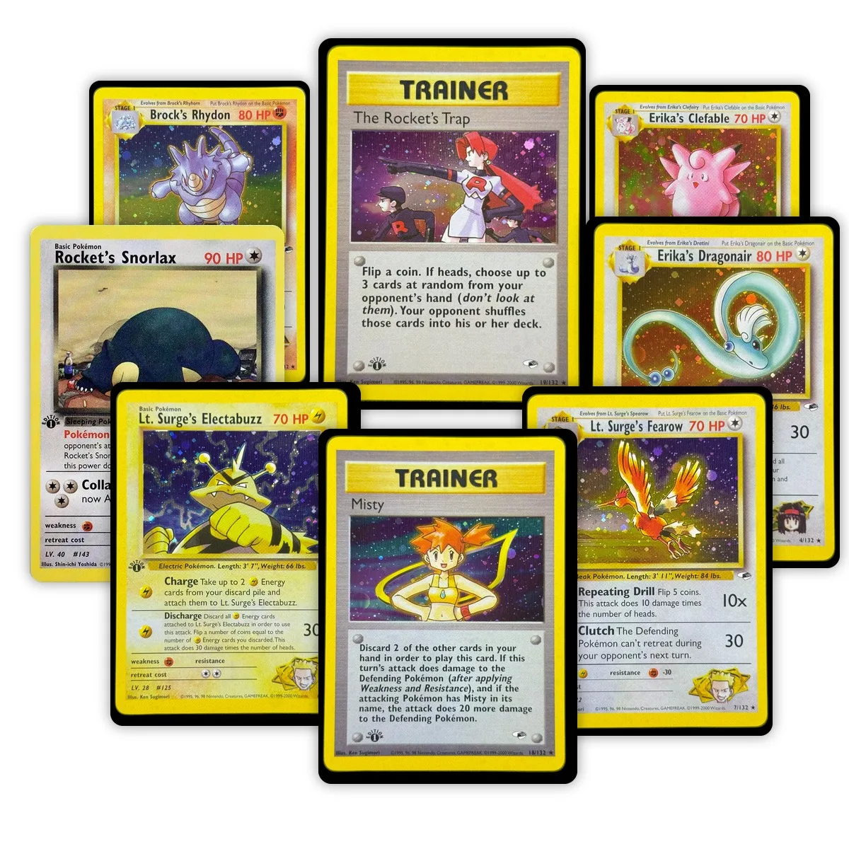 PKM Proxy Gym Heroes(G1) Snorlax Holo & Non-Holo Rare Collection Cards, PTCG Gifts Toys