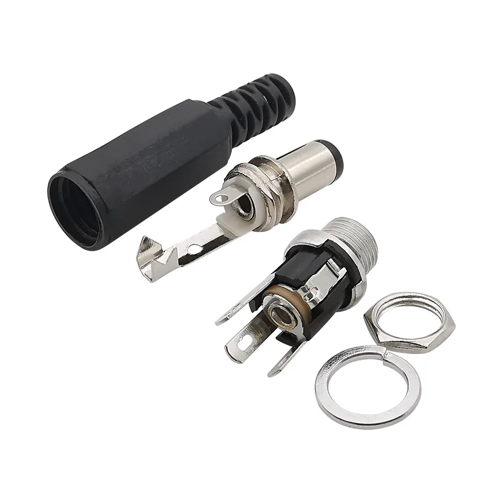 DC Power Männlich Weiblich Stecker Löten Stecker 5,5mm x 2,1mm DC Buchse Jack Mutter Panel Mount Adapter DC Anschlüsse 5,5x2,1mm – Detail 3