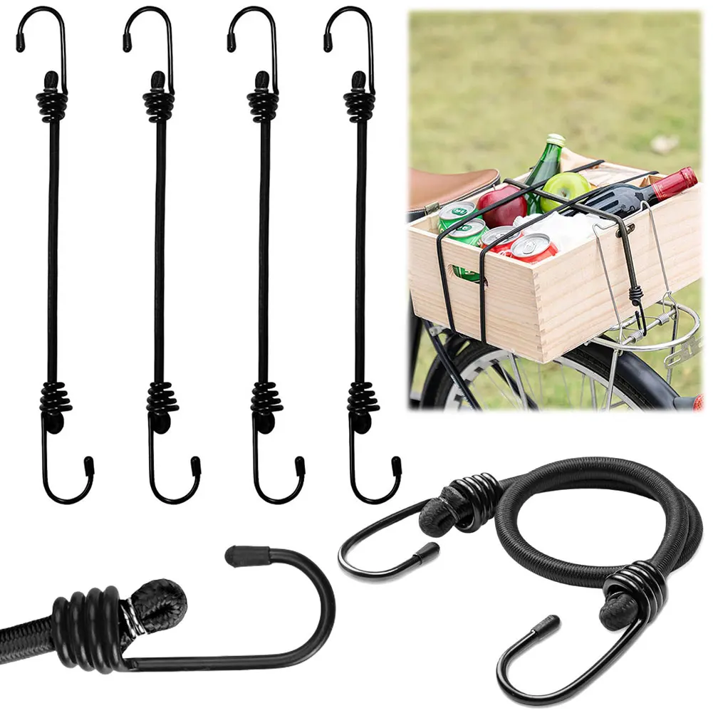 Rubber Bungee Cord with Hooks Rubber Tarp Strap Small Bungee Strap for Truck Van Motorcycle Cargo Tarps