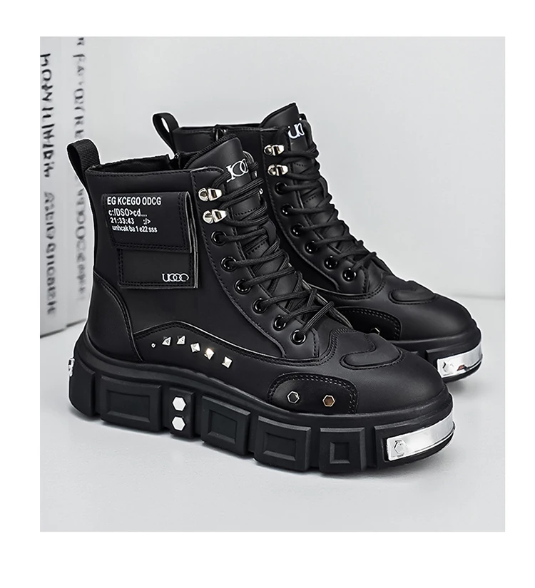 Modische Herren-High-Top-Stiefel, dicke Sohle zur Erhöhung der Körpergröße, vielseitige Freizeitschuhe – Detail 24