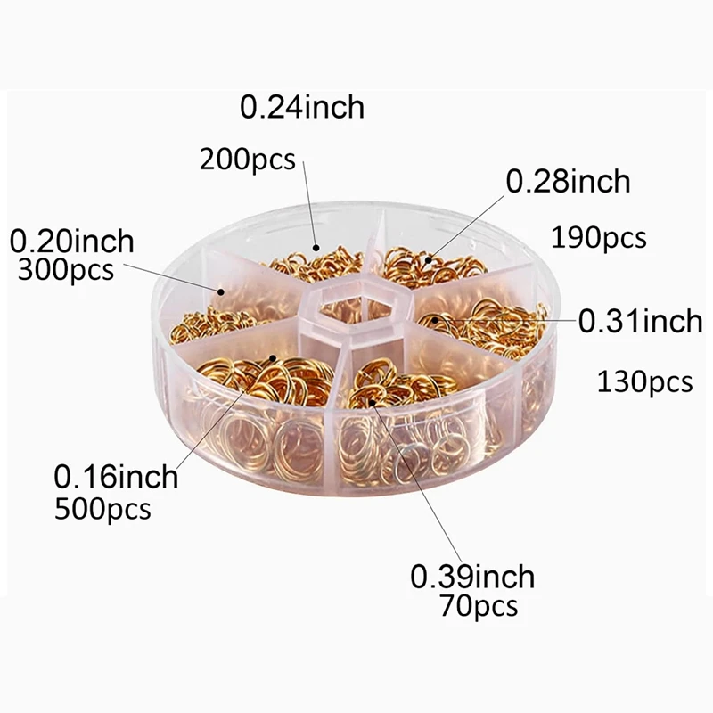 1390Pcs O Ring Connectors Metal Open Jump Rings Set Metal Jump Rings For Jewelry Making Connectors