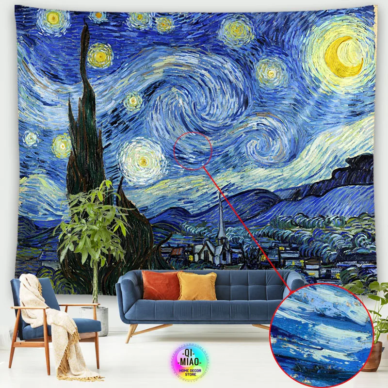 Tapestry World Famous Painting Van Gogh Tapestries Printed  Wall Hanging Rural Landscape Home Decoration Bedroom Decor Wall Ar