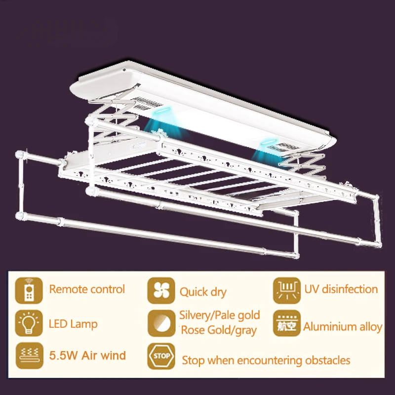 2023 Multifunktions-Smart-Fernbedienung, elektrisch, zum Heben der Decke, Wäsche, elektrisch, automatisch, zusammenklappbar, zum Trocknen von Kleiderständern