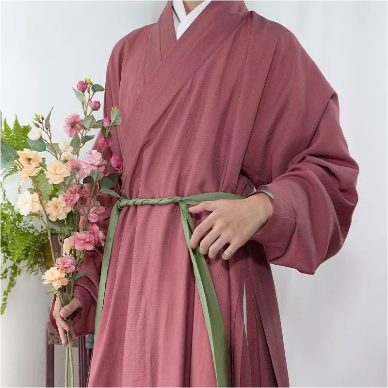 Chinese Style Traditional Ming Dynasty Solid Color Hanfu Spring Summer ross Collar Costume Student Cosplay Long Robe Gown Party