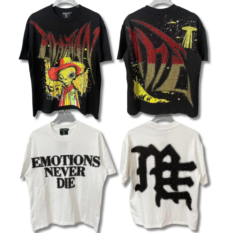 

Men's MIXED EMOTION Tshirts High Quality Hip Hop Logo Letters Print Casual Cotton Short Sleeved Tshirt Harajuku