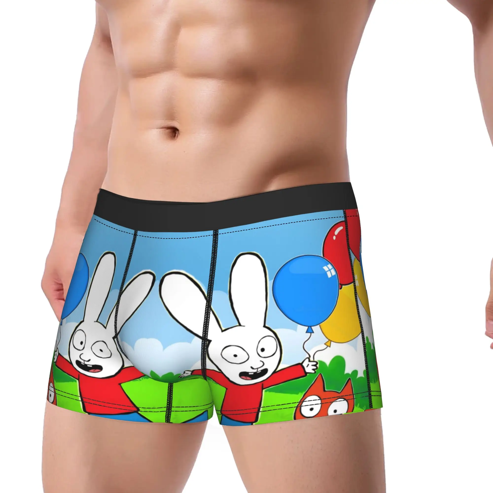 Men Simons Rabbit Boxer Briefs Shorts Panties Polyester Underwear French Cartoon Homme Hot S-XXL Underpants