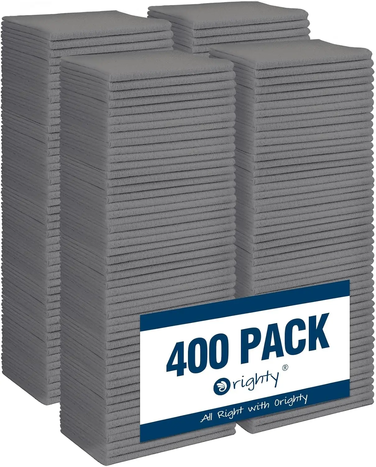 Orighty Microfiber Cleaning Cloth, 400 Pack Highly Absorbent Cleaning Rags, Household Cleaning Supplies, Reusable Microfiber Towels Lint Free Cloths for House, Kitchen, Car Care, 12x11 inch, Grey