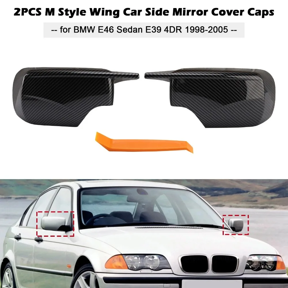 51168238376 51168238375 Refit The Rearview Mirror Housing Carbon Stripe Color For BMW3 Series E46 Four Doors 98-05 Edition