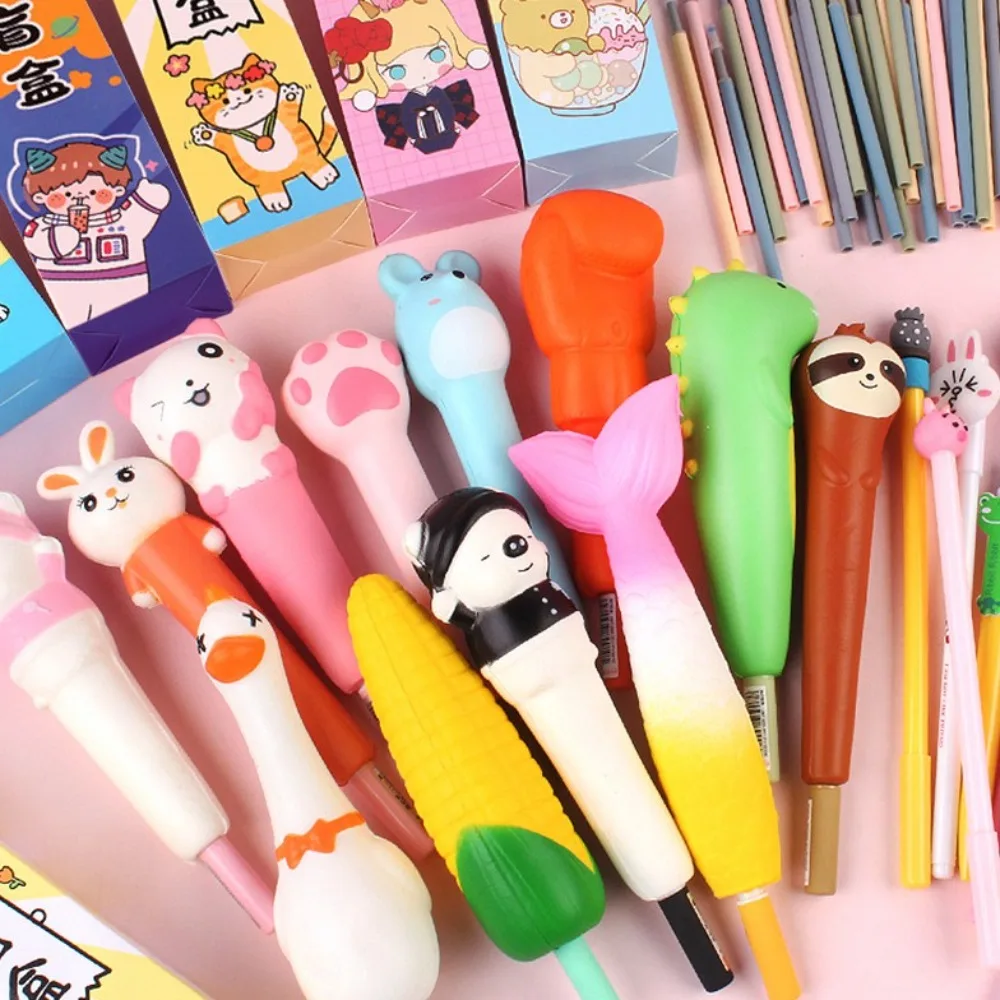 Cartoon Stationery Surprise Blind Box Decompression pen Stationery Blind Box Lucky Pen Surprise Toy Blind Bag Learning Supplies