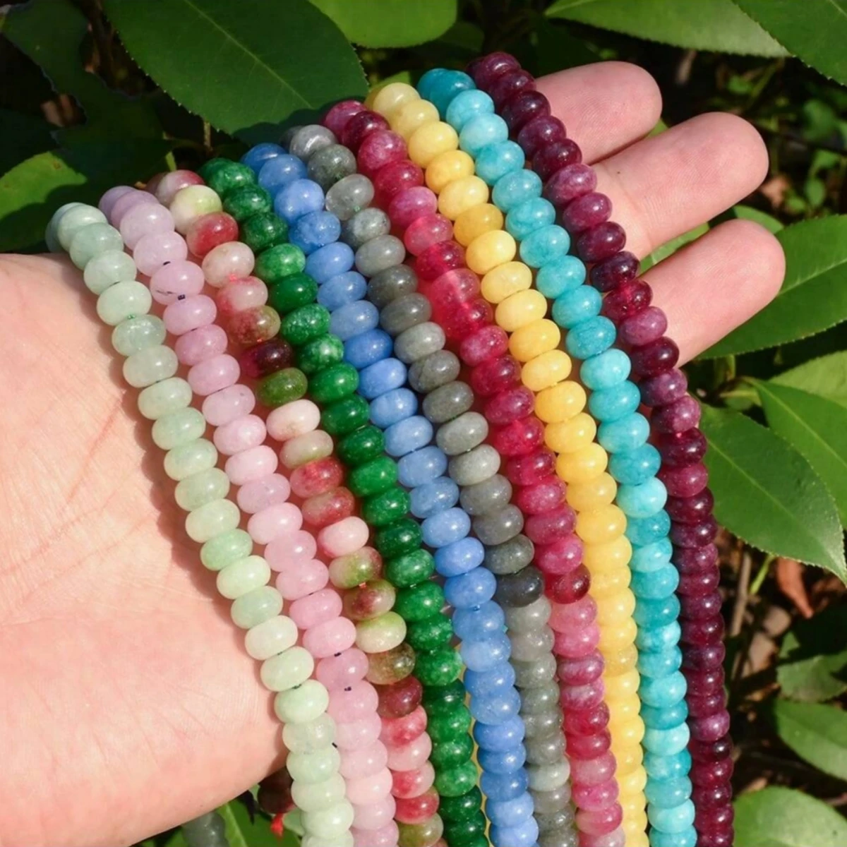 8x5mm Natural Stone Pink Quartz Synthetic Opal  Flat Abacus Bead Loose Spacer For Jewelry Making Diy Necklace Bracelet Accessory