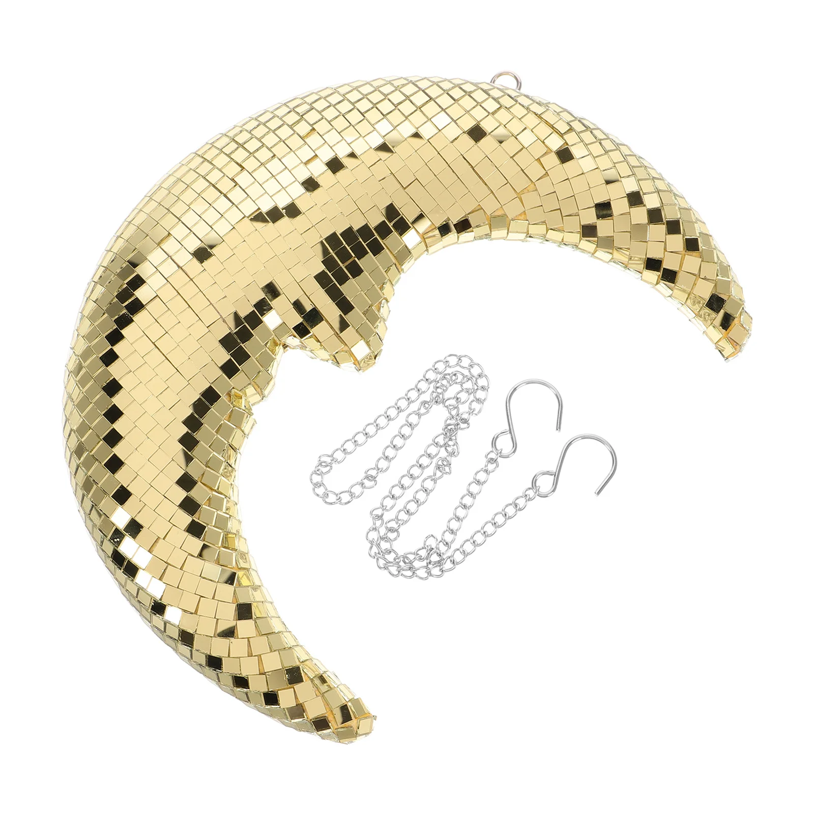 

Moon Shaped Disco Hanging Ornament Unique Hanging Decor Bright Mirror Surface for Bedroom Party Disco Ball Decorations Retro