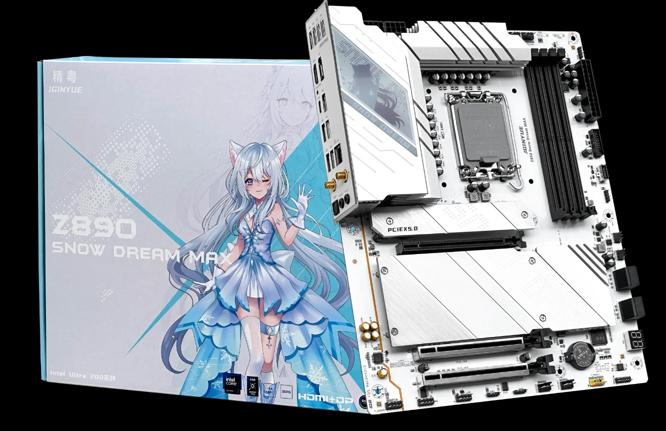 JGINYUE Z890 Snow Dream MAX Motherboard Support Ultra200 Series Processors Memory Capacity 192GB ATX Motherboard for  Desktop